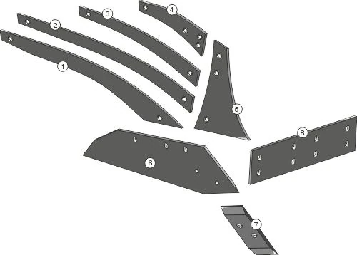 Explosionszeichnung Pöttinger Pflugkörper Typ 35WSS